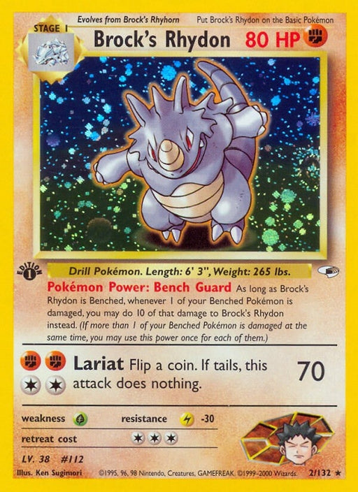 Image for Brock's Rhydon (002/132) (1st Edition Holofoil) [Gym Heroes] - Pokemon