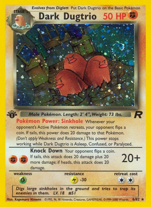 Image for Dark Dugtrio (6) (06/82) (Unlimited Holofoil) [Team Rocket] - Pokemon