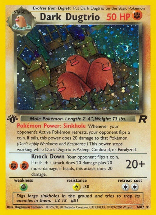 Image for Dark Dugtrio (6) (06/82) (Unlimited Holofoil) [Team Rocket] - Pokemon