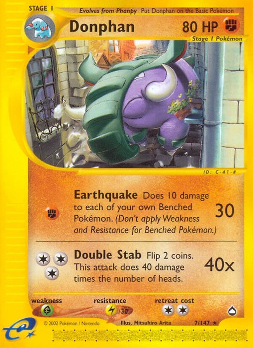 Image for Donphan (007/147) (Reverse Holofoil) [Aquapolis] - Pokemon