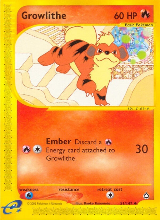 Image for Growlithe (51) (051/147) (Reverse Holofoil) [Aquapolis] - Pokemon