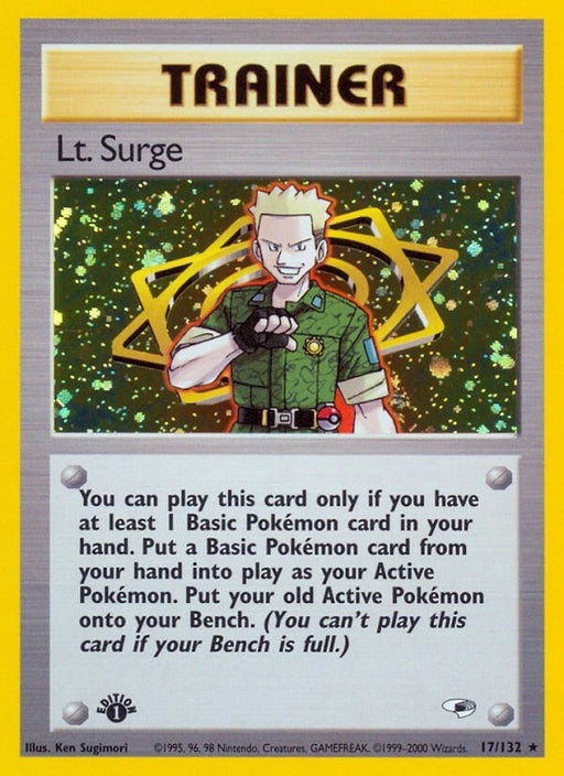 Image for Lt. Surge (17) (017/132) (1st Edition Holofoil) [Gym Heroes] - Pokemon