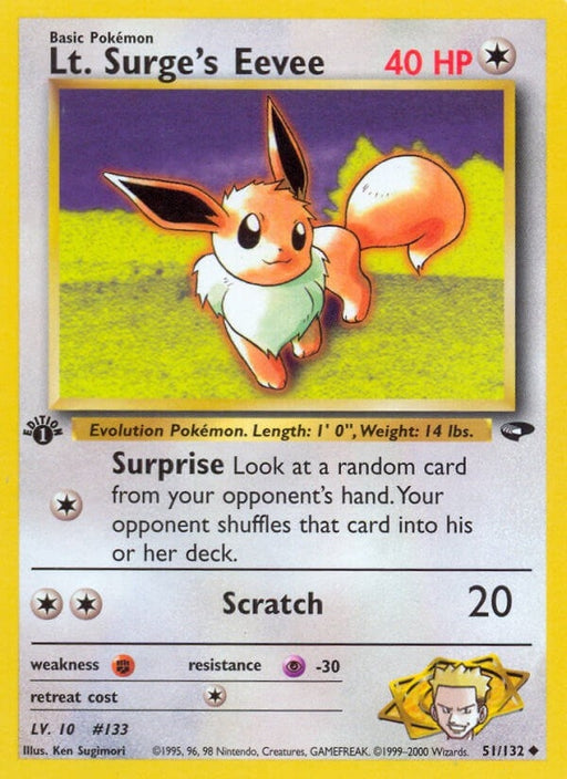 Image for Lt. Surge's Eevee (051/132) (1st Edition) [Gym Challenge] - Pokemon