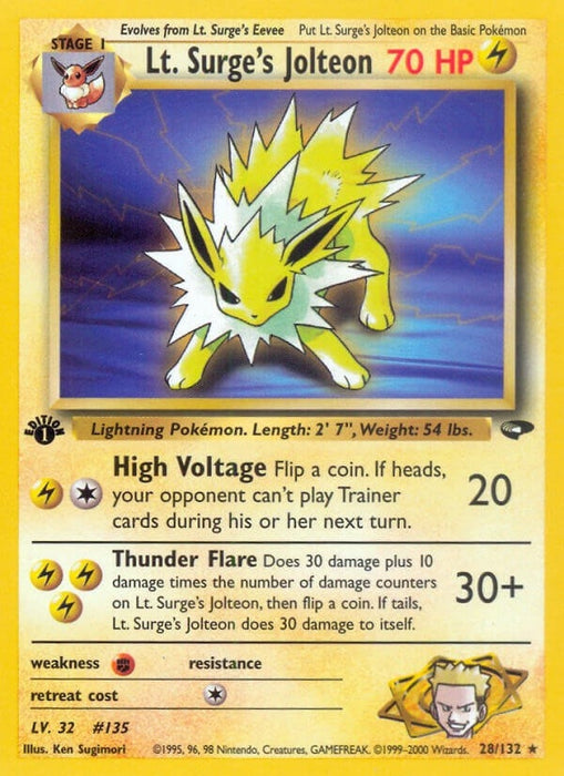 Image for Lt. Surge's Jolteon (028/132) (Unlimited) [Gym Challenge] - Pokemon