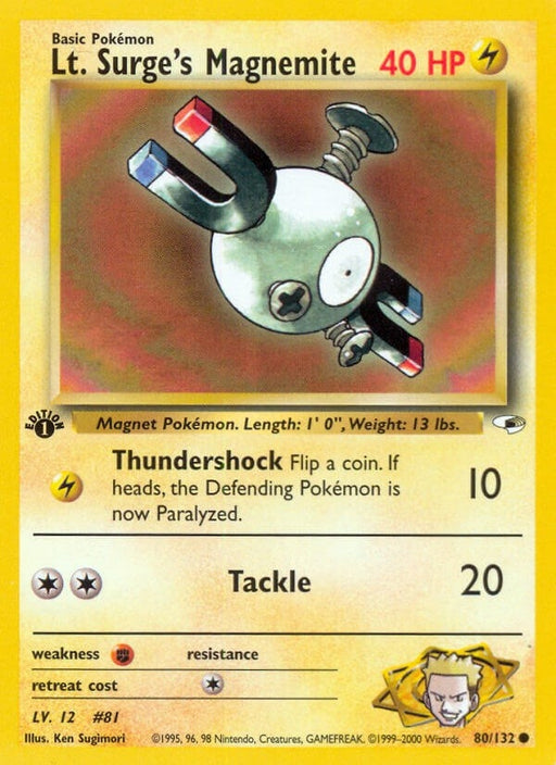 Image for Lt. Surge's Magnemite (80) (080/132) (1st Edition) [Gym Heroes] - Pokemon