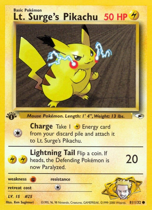Image for Lt. Surge's Pikachu (081/132) (1st Edition) [Gym Heroes] - Pokemon