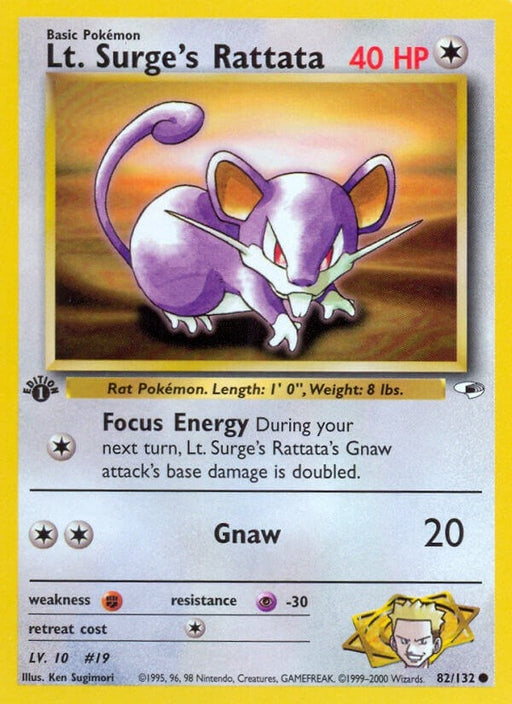 Image for Lt. Surge's Rattata (082/132) (1st Edition) [Gym Heroes] - Pokemon
