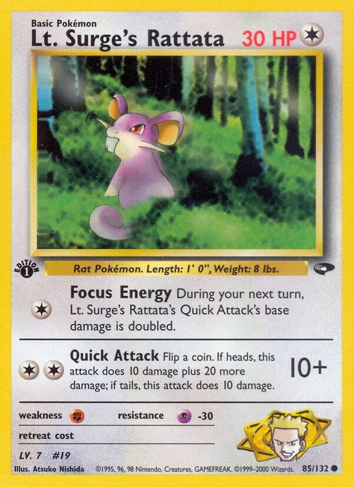 Image for Lt. Surge's Rattata (085/132) (Unlimited) [Gym Challenge] - Pokemon