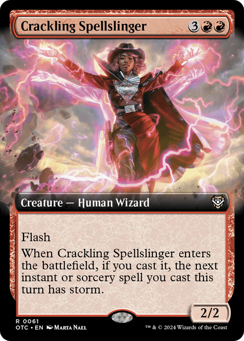 Crackling Spellslinger (Extended Art) [OTC-061] - Outlaws of Thunder Junction Commander