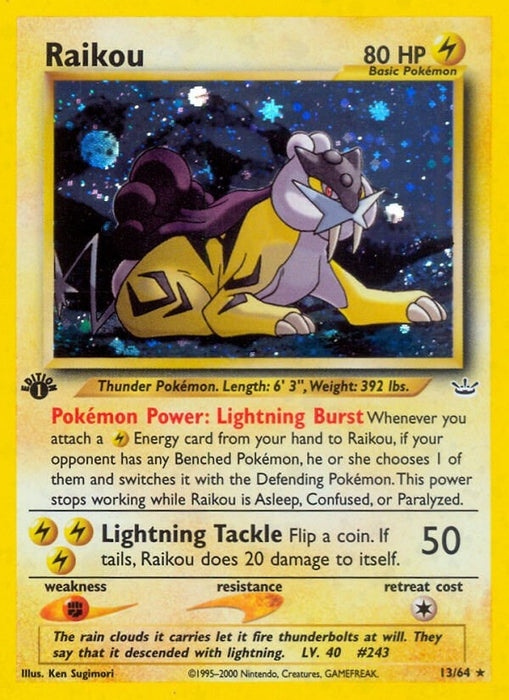 Image for Raikou (13) (13/64) (1st Edition Holofoil) [Neo Revelation] - Pokemon