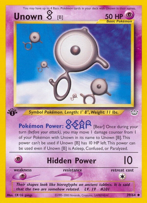 Image for Unown [B] (39/64) (1st Edition) [Neo Revelation] - Pokemon