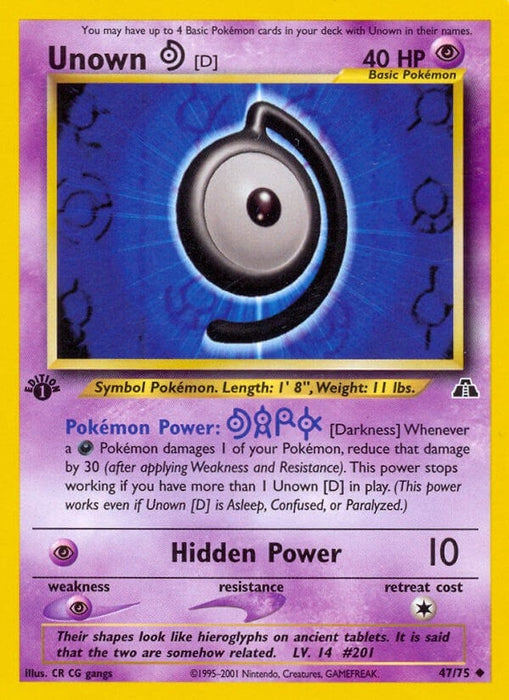 Image for Unown [D] (47/75) (Unlimited) [Neo Discovery] - Pokemon