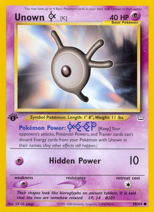 Image for Unown [K] (58/64) (Unlimited) [Neo Revelation] - Pokemon
