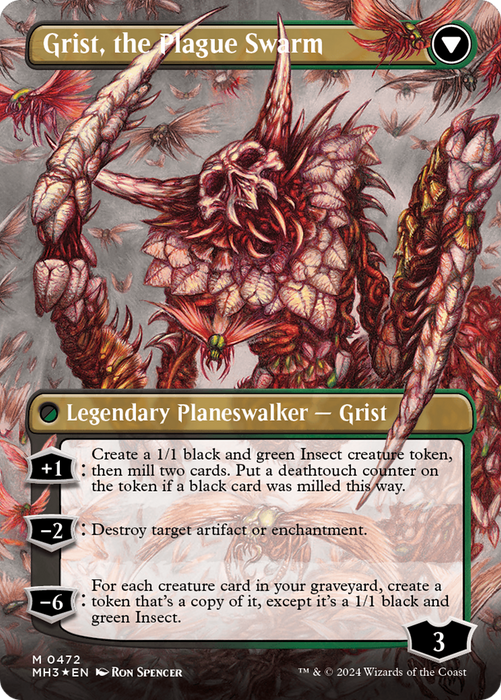 Grist, Voracious Larva // Grist, the Plague Swarm (Borderless) [MH3-472] Foil - Modern Horizons 3