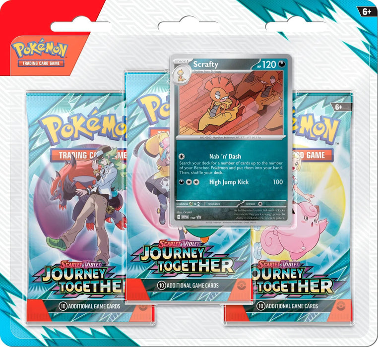 Scarlet & Violet: Journey Together - 3 Pack Blister (Scrafty) (Pre-Order) Limited 12 Per Customer