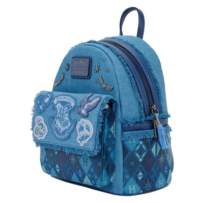 LOUNGEFLY -  Harry Potter Hogwarts Denim Mini Backpack