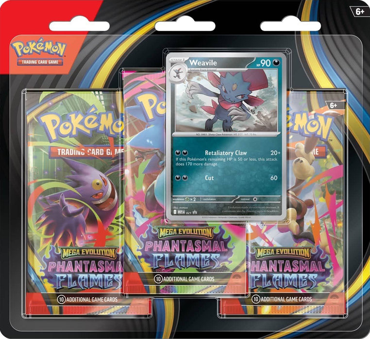 Mega Evolution - Phantasmal Flames 3-Pack Blister (Weavile)