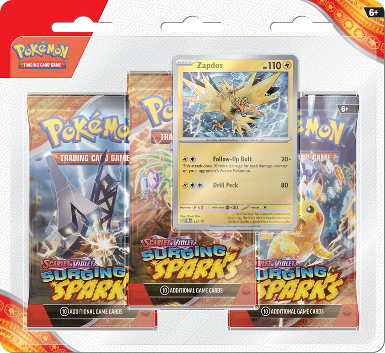 Scarlet & Violet: Surging Sparks - 3 Pack Blister (Zapdos)