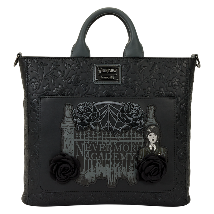 LOUNGEFLY -  Wednesday Black Roses Convertible Backpack & Tote Crossbody Bag