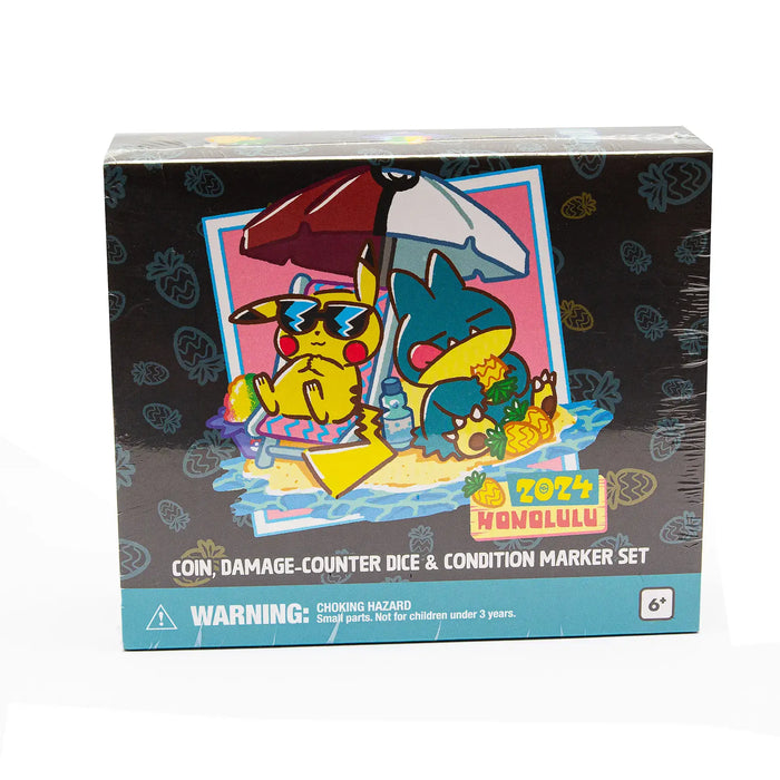Pokemon Worlds 2024 Honolulu Coin, Damage-Counter Dice and Marker Set (Pikachu/Munchlax)