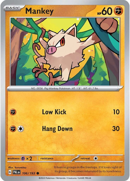 Mankey (106/193) (Cosmic Holo) [Scarlet & Violet: Paldea Evolved]