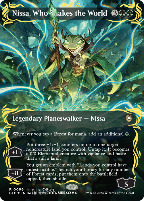 Nissa, Who Shakes the World (Borderless) [BLC-096] Foil - Bloomburrow Commander