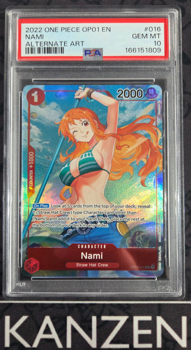PSA 10 - Nami - Pre-Errata OP01 - #016 - 166151809