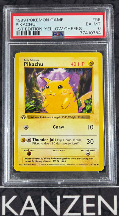 PSA 6 - Pikachu - 1st Edition Yellow Cheeks - #58 - 77410754