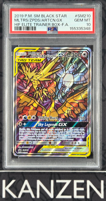 PSA 10 - Moltres & Zapdos & Articuno GX - Hidden Fates ETB - #SM210 - 155335348
