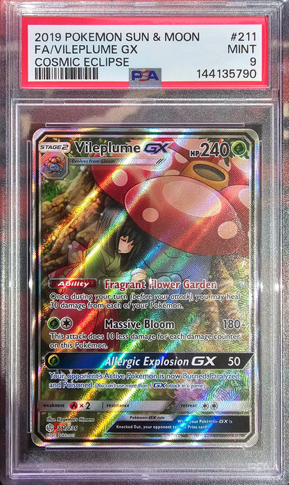 PSA 9 - Vileplume GX - Cosmic Eclipse - #211 - 144135790