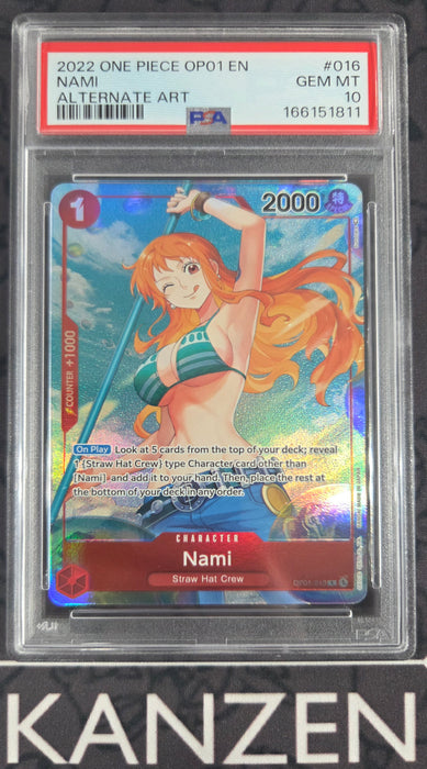 PSA 10 - Nami - Pre-Errata OP01 - #016 - 166151811