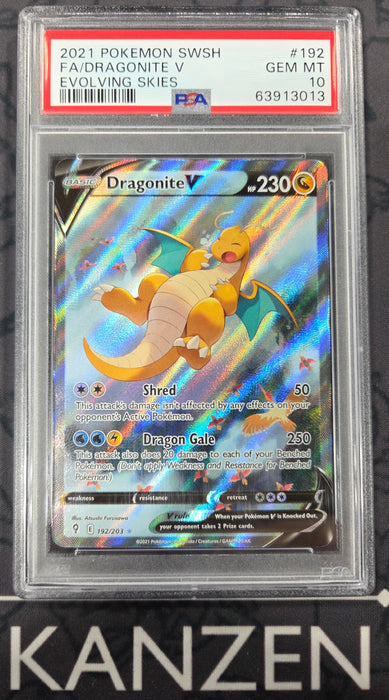 PSA 10 - Dragonite V - Evolving Skies - #192 - 63913013