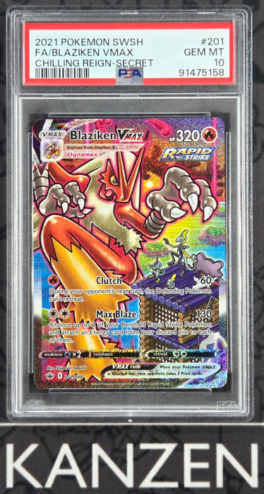 PSA 10 - Blaziken VMAX - Chilling Reign - #201 - 91475158