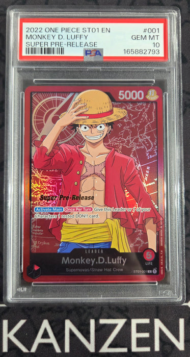 PSA 10 - Monkey.D.Luffy - ST01: Super Pre-Release - #001 - 165882793