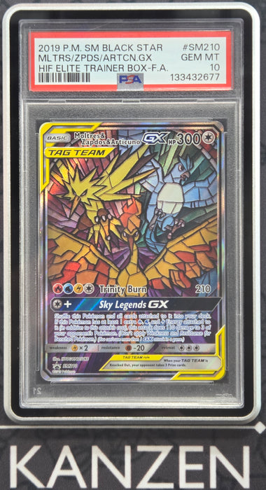 PSA 10 - Moltres & Zapdos & Articuno GX - Hidden Fates ETB Promo - #SM210 - 133432677