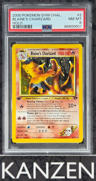 PSA 8 - Blaine's Charizard - Gym Challenge 1st Edition - #2 - 86800601