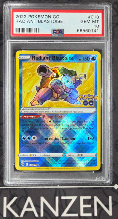 PSA 10 - Radiant Blastoise - Pokemon GO - #018 - 66560141