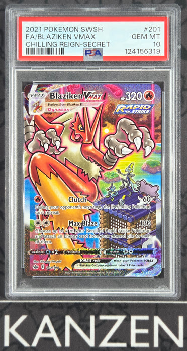 PSA 10 - Blaziken VMAX - Chilling Reign - #201 - 124156319