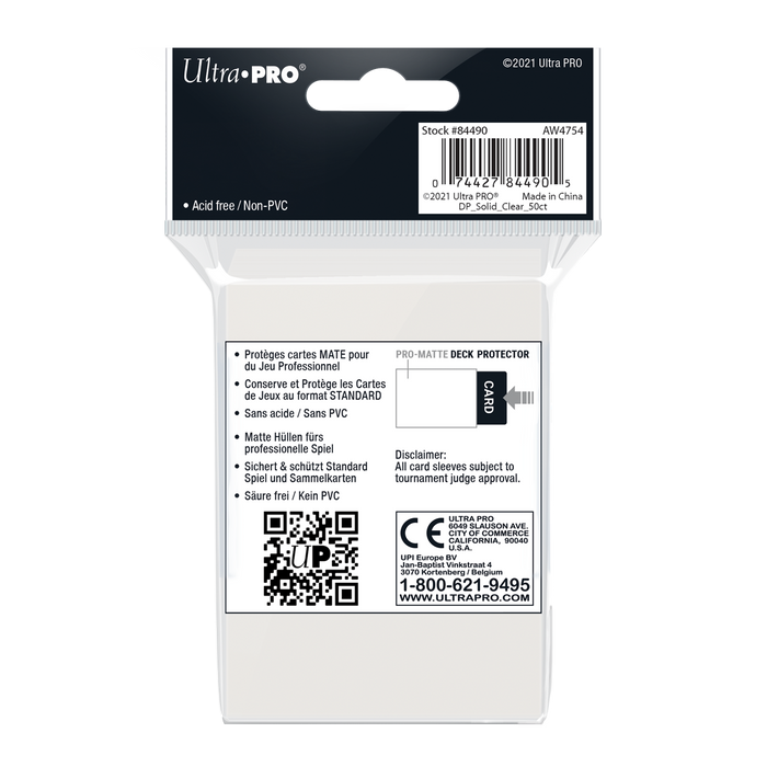 Ultra PRO: Standard 50ct Sleeves - PRO-Matte (Clear)