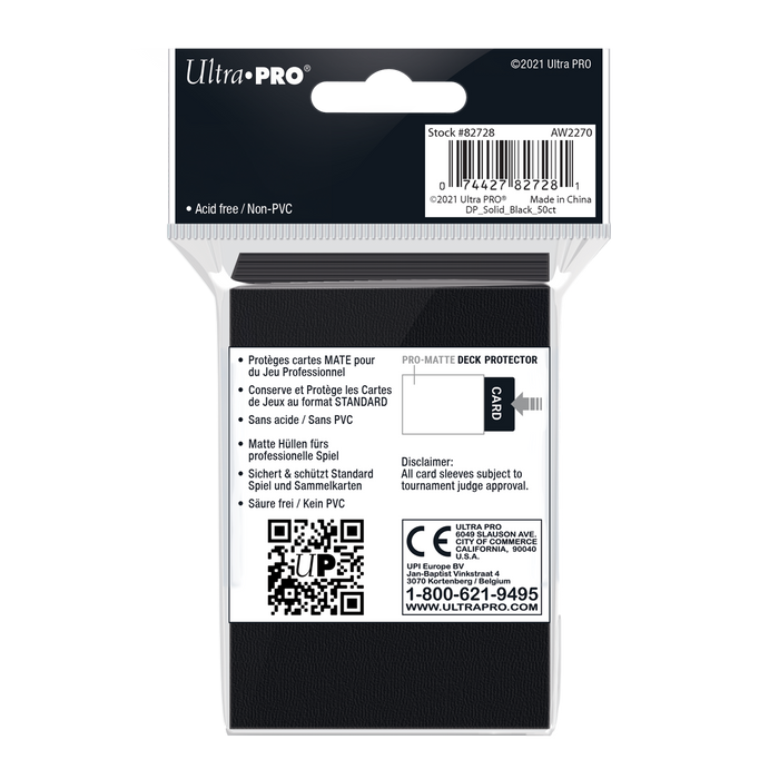 Ultra PRO: Standard 50ct Sleeves - PRO-Matte (Black)